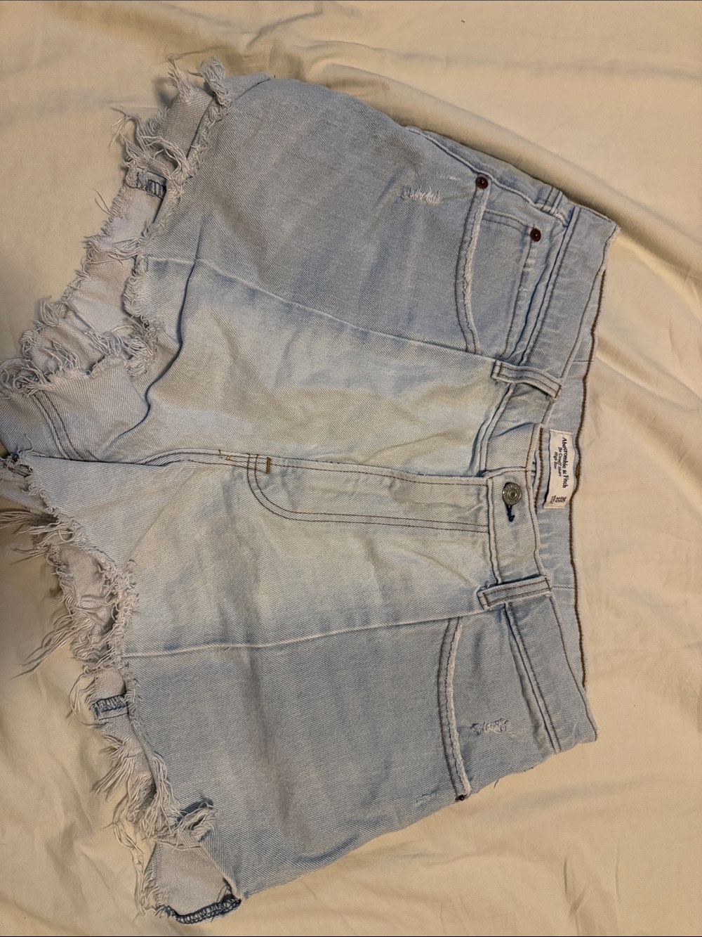 Abercrombie & Fitch Light Blue Distressed Denim Shorts